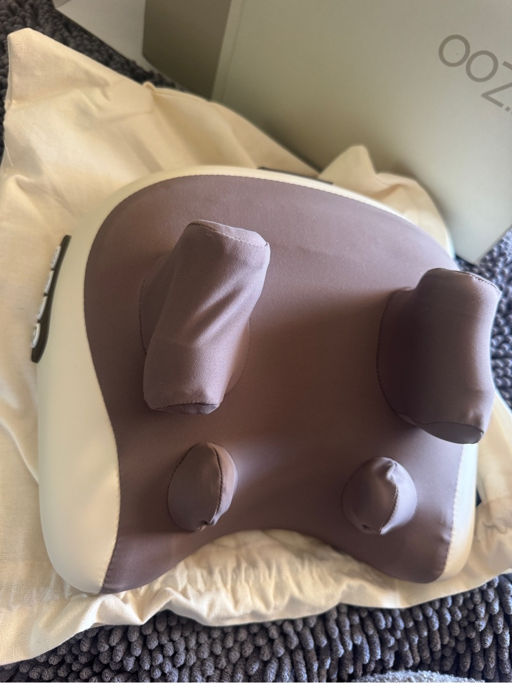 HiZoo Neck and Shoulder Massage Pillow in Taupe and Cream